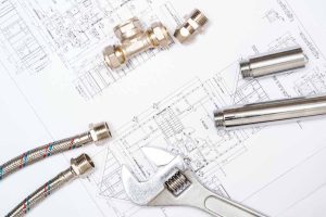 house floorplan with plumbing details